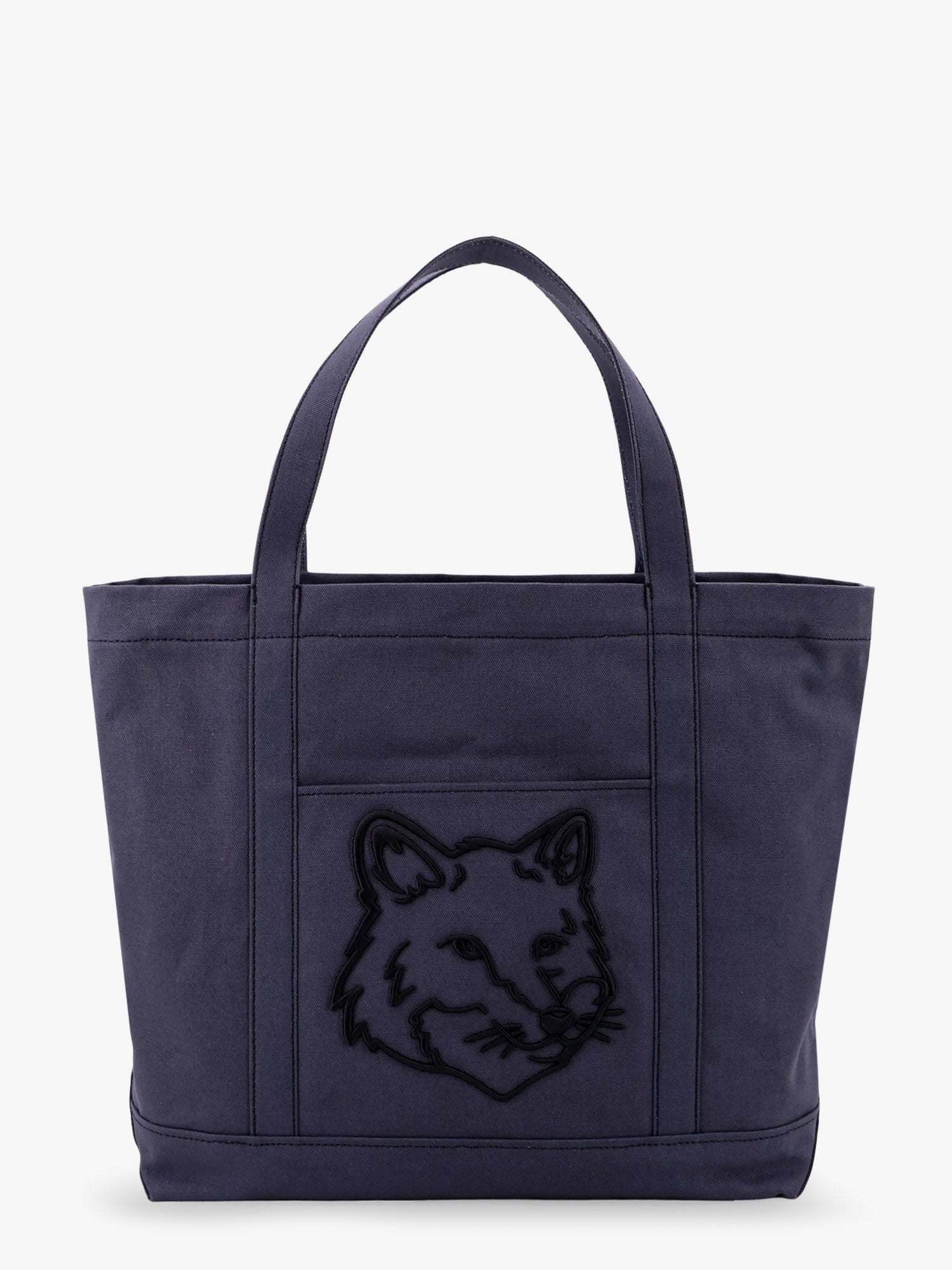 Maison Kitsune - Canvas Handbag With Fox Head Embroidery - Home->Man->Bags->Handbags