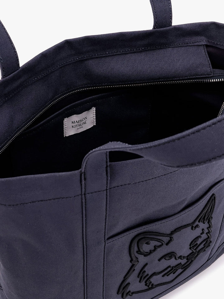 Maison Kitsune - Canvas Handbag With Fox Head Embroidery - Home->Man->Bags->Handbags