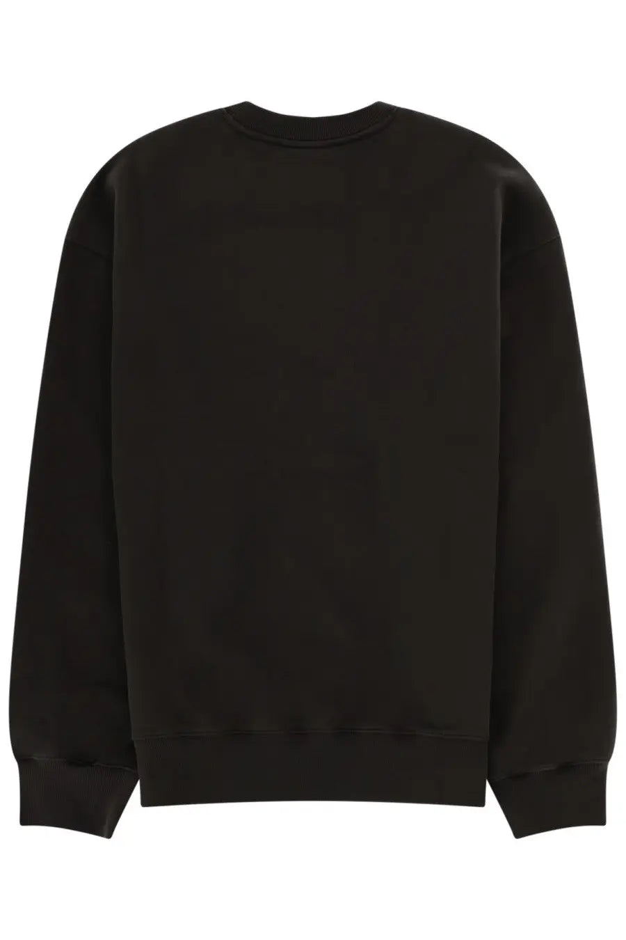 Black crewneck sweatshirt with ribbed cuffs and hem from Maison Kitsuné men’s felpa con grey collection