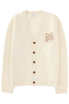 Maison Kitsuné Men's Fox Head Cardigan Beige