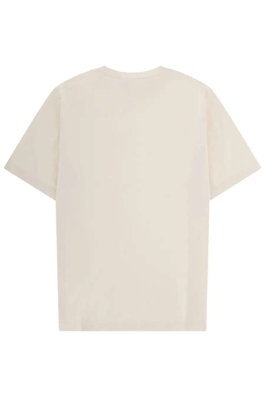 Maison Kitsuné men’s cream-colored minimalist short-sleeved shirt in relaxed fit with round neckline