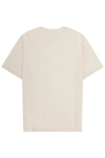 Maison Kitsuné men’s cream-colored minimalist short-sleeved shirt in relaxed fit with round neckline
