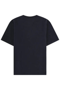 Maison Kitsuné men’s black short-sleeved crew neck t-shirt with dressed fox blue design in cotton material