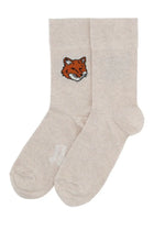 Maison Kitsuné Women's Fox Head Socks Beige, view 2