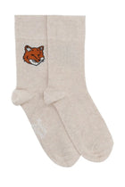 Maison Kitsuné Women's Fox Head Socks Beige