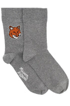 Maison Kitsuné Women's Fox Head Socks Grey