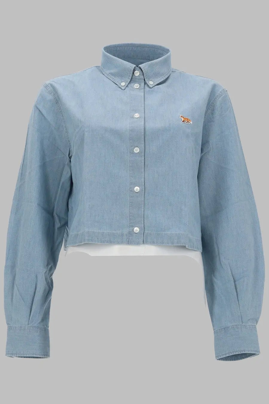 Maison Kitsuné Women's Camicia Cropped Baby Fox Blue