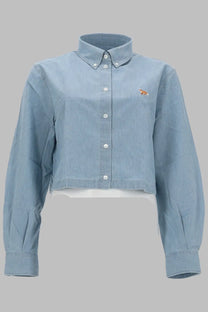 Maison Kitsuné Women's Camicia Cropped Baby Fox Blue