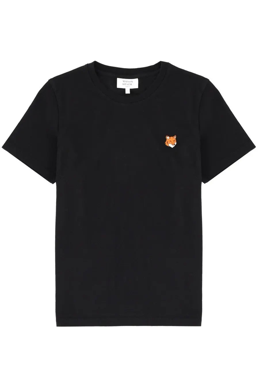 Maison Kitsuné women’s black short-sleeved t-shirt with a small embroidered fox logo on the left chest