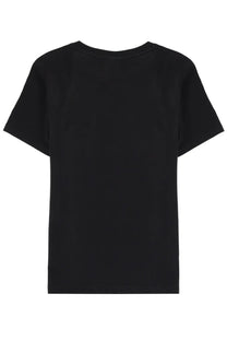 Maison Kitsuné women’s black short-sleeved cotton t-shirt with a simple crew neck and fox head design