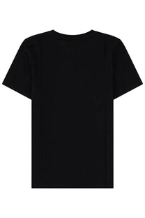 Maison Kitsuné women’s black short-sleeved t-shirt with simple crew neck and baby fox design on front