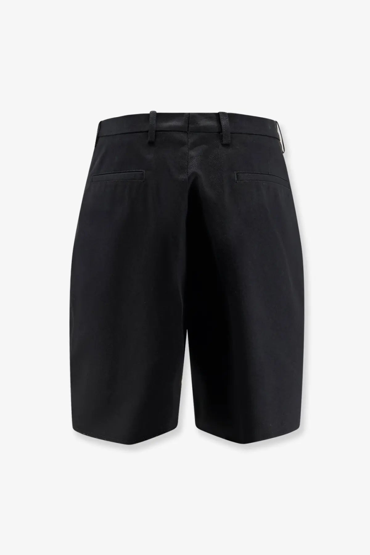 Maison Margiela men’s black cotton blend tailored bermuda shorts with sleek modern design and subtle back pleats visible