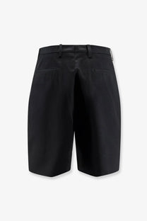 Maison Margiela men’s black cotton blend tailored bermuda shorts with sleek modern design and subtle back pleats visible