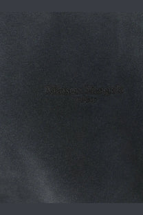 Maison Margiela men’s grey cotton sweatshirt with black embroidered Paris logo on dark fabric detail