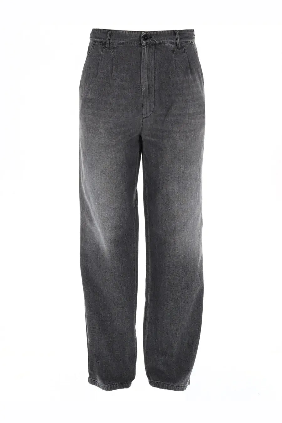 Maison Margiela men’s dark gray wide-leg denim jeans in cotton with a relaxed fit and subtle fading
