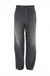 Maison Margiela men’s dark gray wide-leg denim jeans in cotton with a relaxed fit and subtle fading