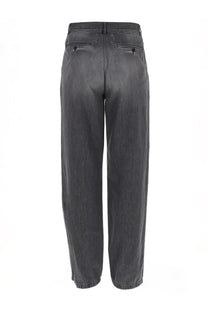 Maison Margiela men’s dark gray wide-leg denim jeans with relaxed fit subtle fading in black cotton denim
