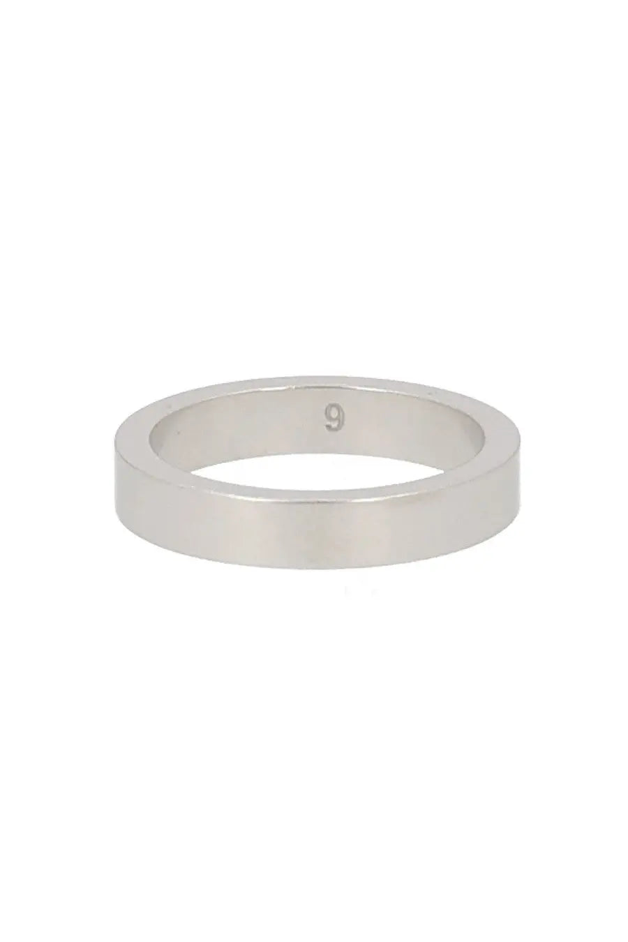 Maison Margiela men’s numeric ring grey sleek silver band with smooth polished finish and engraved 9 inside