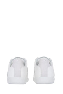 Maison Margiela men’s replica sneaker white leather with silver accents and minimalist design front view