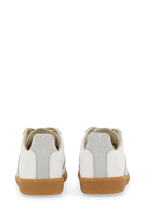 Maison Margiela men’s replica sneaker white leather with tan rubber soles and matching stitching