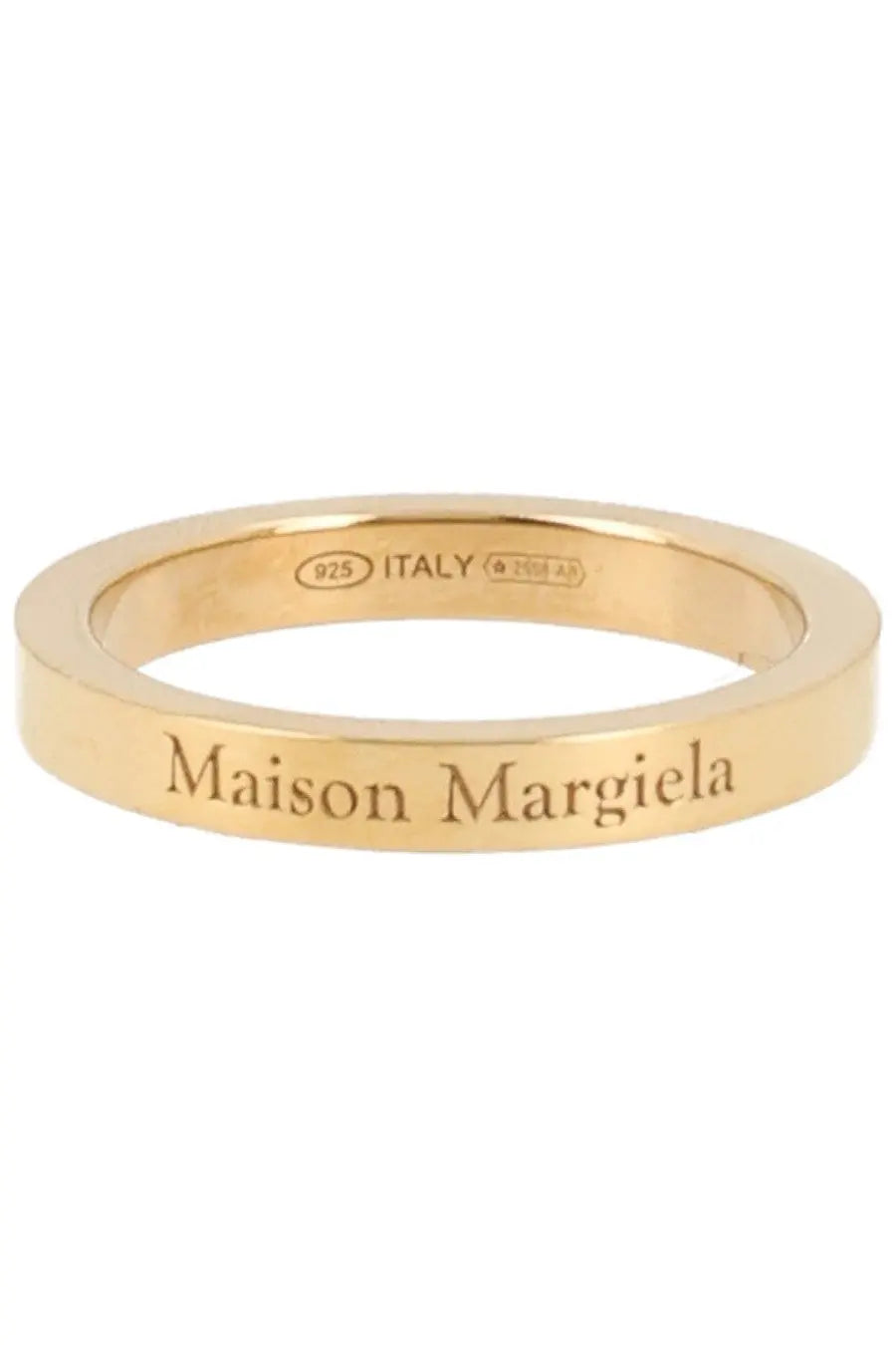 Gold-toned maison margiela men’s ring with sleek minimalist design and engraved branding in gold metal