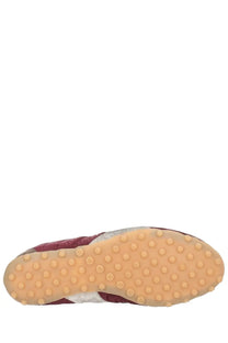 Maison Margiela men’s sneaker sprinters red maroon and silver quilted sneaker with textured rubber sole
