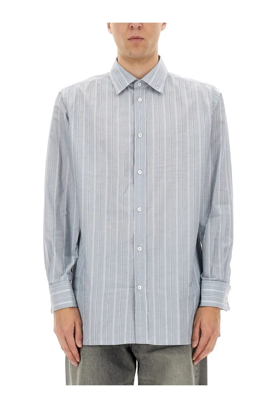 Maison Margiela Men's Striped Shirt Blue
