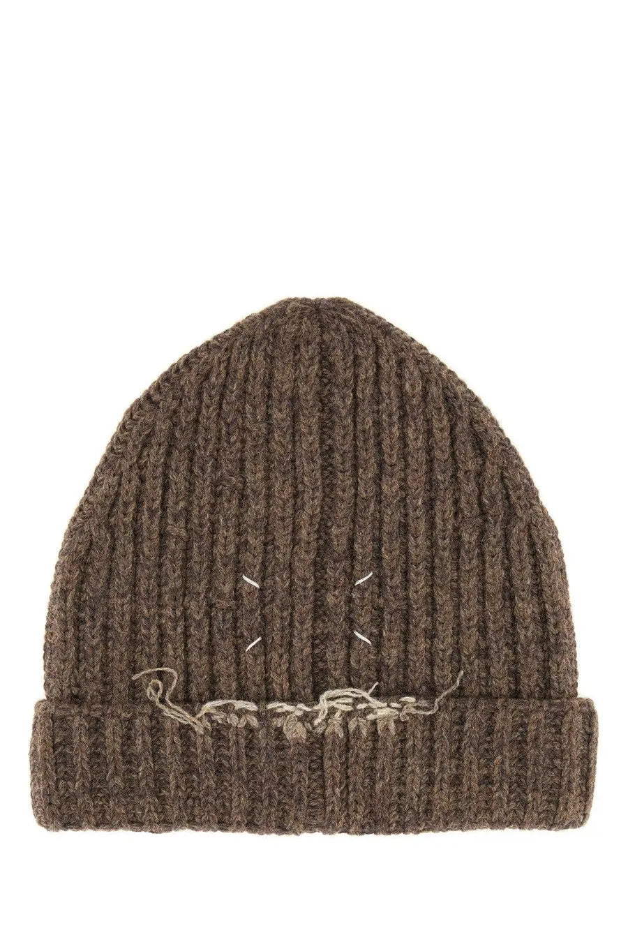 Maison Margiela Men's Wool and Cotton Blend Beanie Brown, view 2