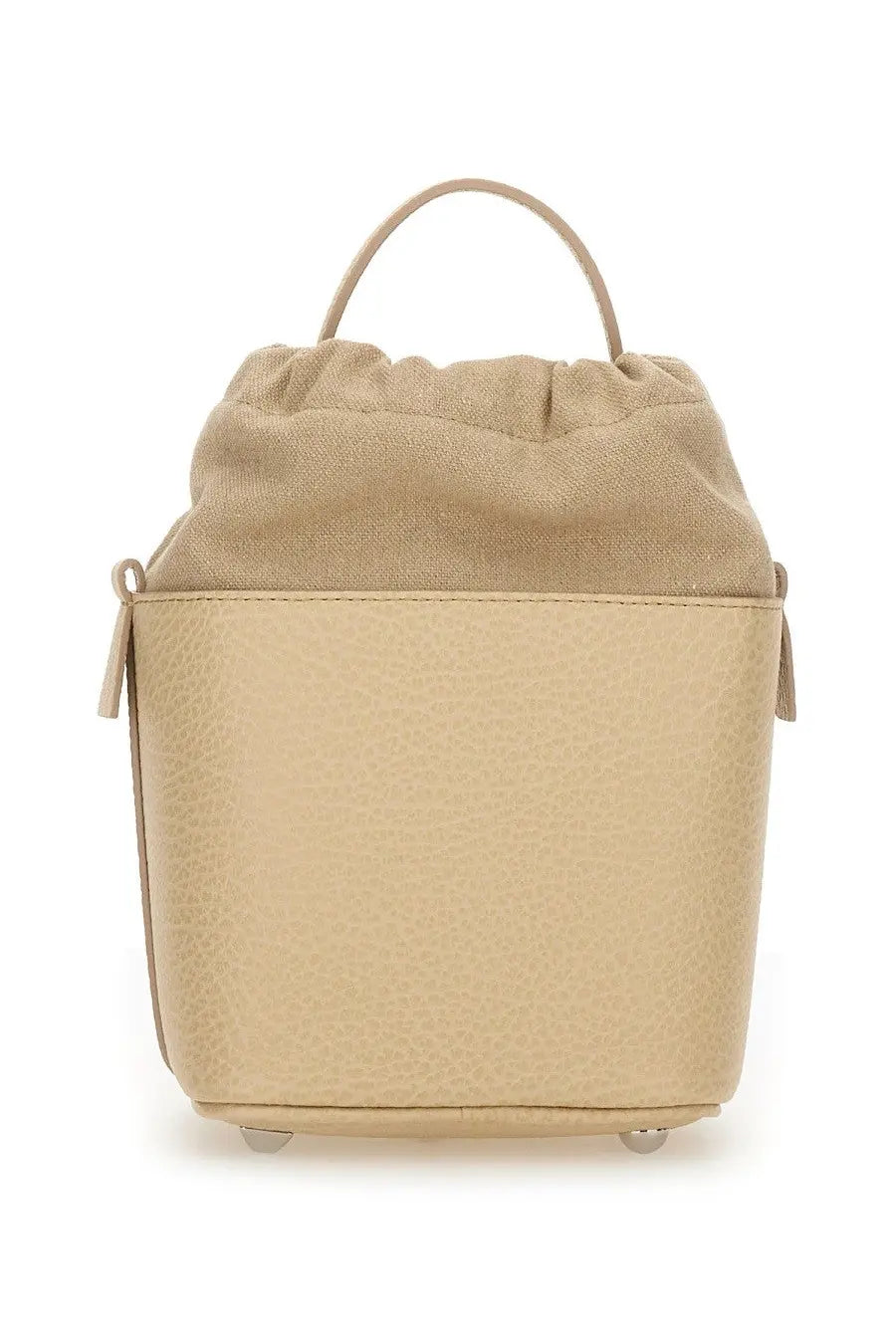 Maison Margiela unisex bucket bag white beige textured leather with drawstring top and matching handle