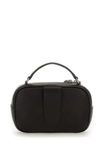 Maison Margiela unisex glam slam black leather camera bag with top handle and silver-toned hardware
