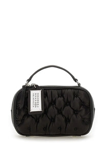 Maison Margiela unisex glam slam black quilted handbag with silver zipper and white label featuring black numbers