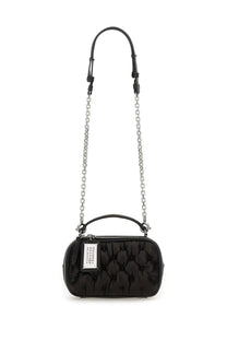 Maison Margiela unisex glam slam black quilted leather bag with silver chain strap and minimalist label tag
