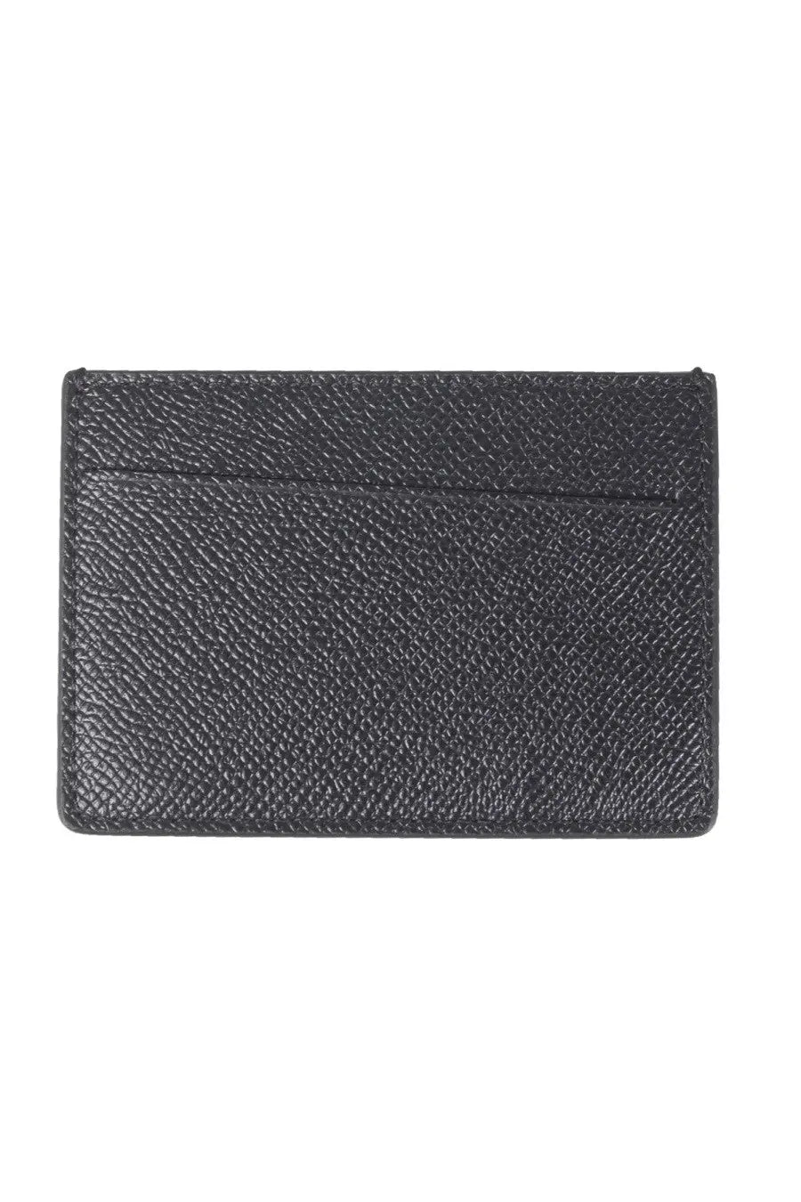Maison Margiela unisex black leather card holder with subtle grain texture and sleek textured finish