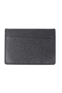 Maison Margiela unisex black leather card holder with subtle grain texture and sleek textured finish