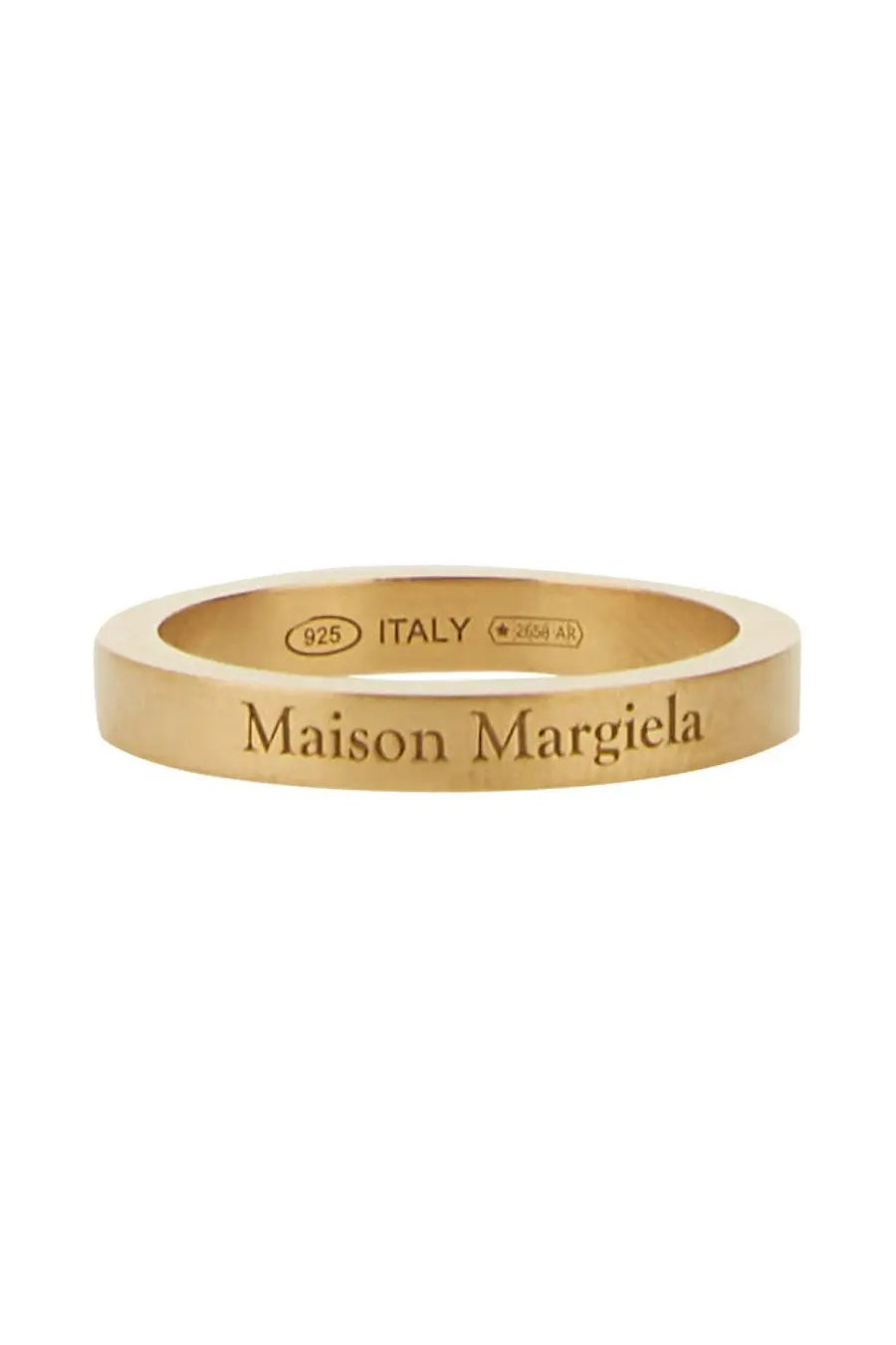 Gold-toned maison margiela unisex ring with sleek minimalist design and engraved branding in gold metal