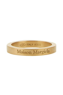 Gold-toned maison margiela unisex ring with sleek minimalist design and engraved branding in gold metal