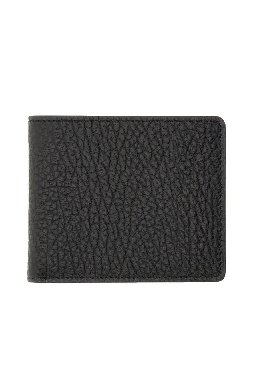 Maison Margiela unisex wallet in black textured pebbled leather showing the front side of the wallet