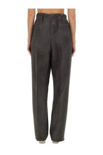 Maison Margiela unisex grey high-waisted wool and mohair trousers with tailored straight-leg cut and subtle stitching details
