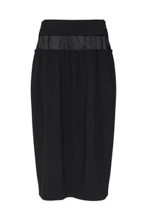 Maison Margiela women’s black midi skirt with sheer waistband panel elegant and stylish design
