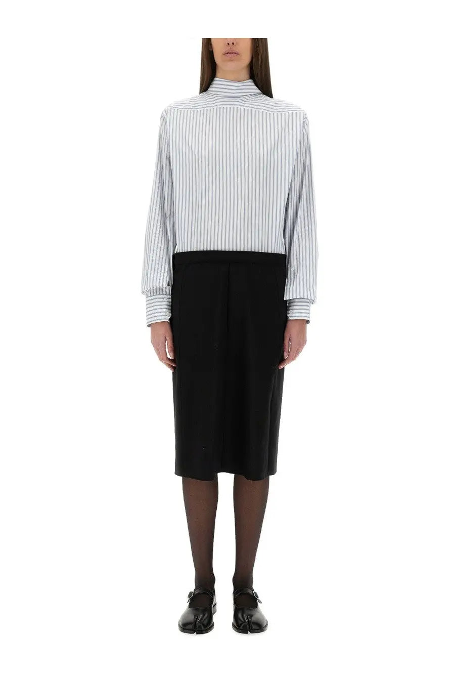 Maison Margiela Women's Inverted Striped Dress Shirt Multicolor