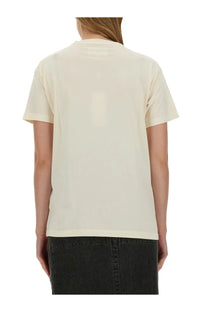 Maison Margiela women’s cream-colored cotton jersey t-shirt with a simple minimalist design