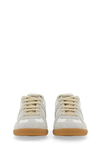 Maison Margiela women’s replica sneaker white in cream suede and canvas with gum rubber sole and classic design details