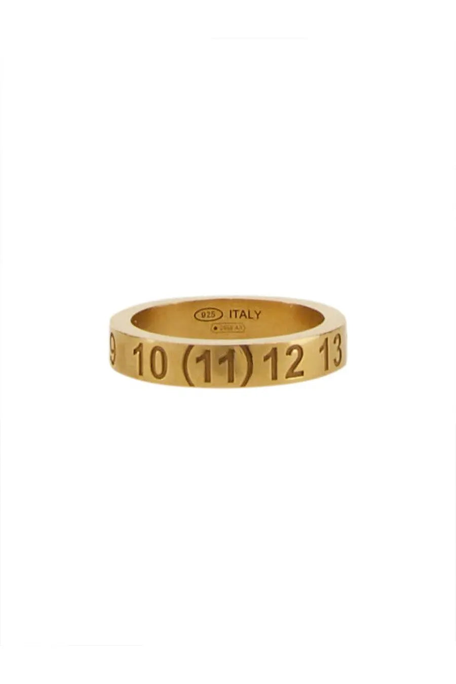 Maison Margiela women’s gold-toned silver ring with engraved numbers 9 to 13 and 925 Italy hallmark inside band