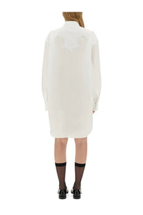 Maison Margiela women’s white oversized shirt dress with subtle sheer panel detail on the back