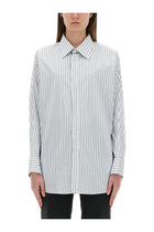 Maison Margiela Women's Striped Cotton Shirt Blue