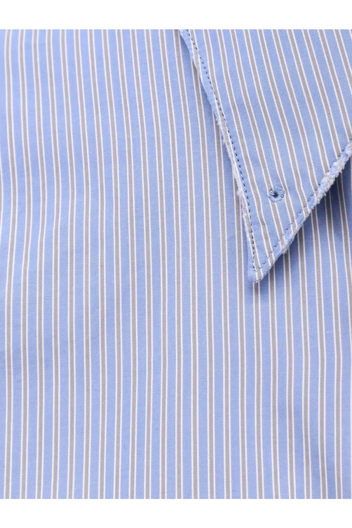 Maison Margiela women’s striped cotton shirt with light blue and white vertically striped collar and fine stitching
