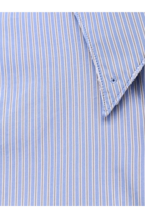 Maison Margiela women’s striped cotton shirt with light blue and white vertically striped collar and fine stitching