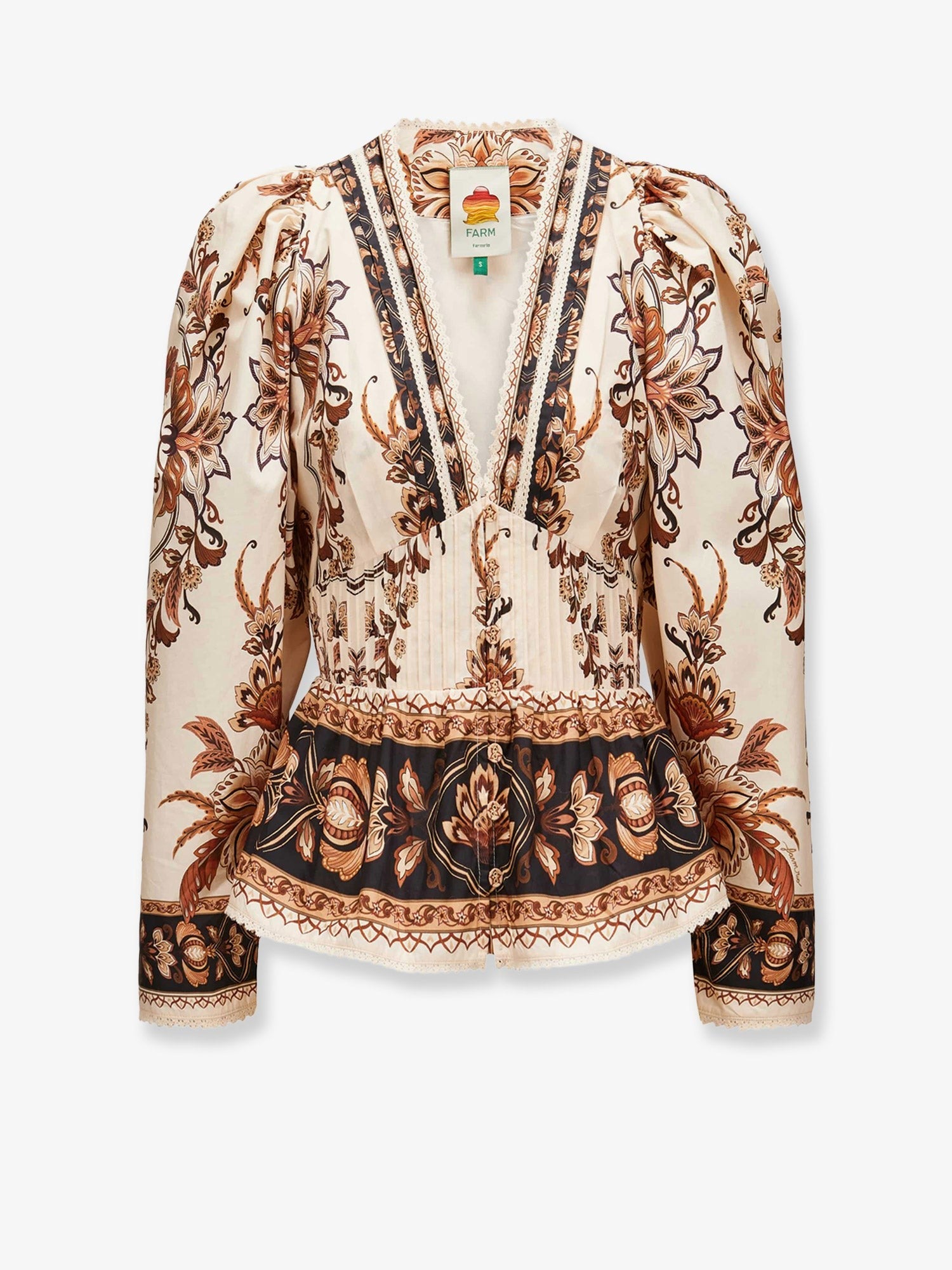 Farm Rio Women's Majestic Organic Cotton Shirt Beige Farm Rio