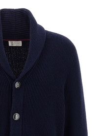 Brunello Cucinelli Malfilé Cotton Cardigan Blue