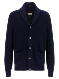 Brunello Cucinelli Malfilé Cotton Cardigan Blue